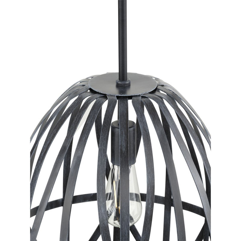 Luminaire suspendu en forme de cloche à 1 lumière Cottle, Noir chêne cérusé, H 17,25 po x l 14 po