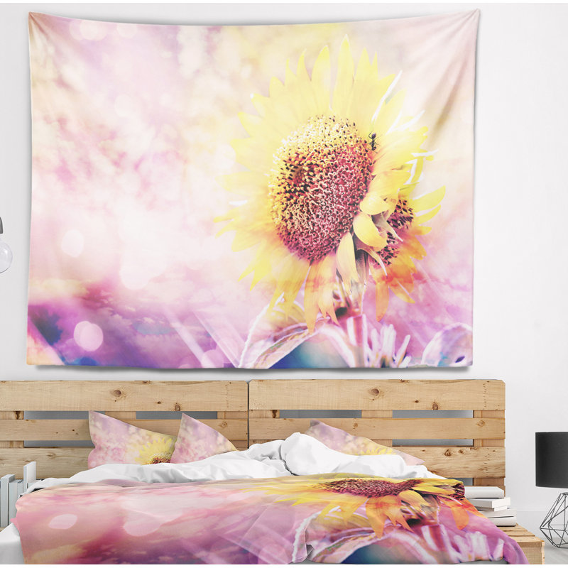 Tapisserie florale tournesol avec effet arc-en-ciel, H 32 po x l 39 po