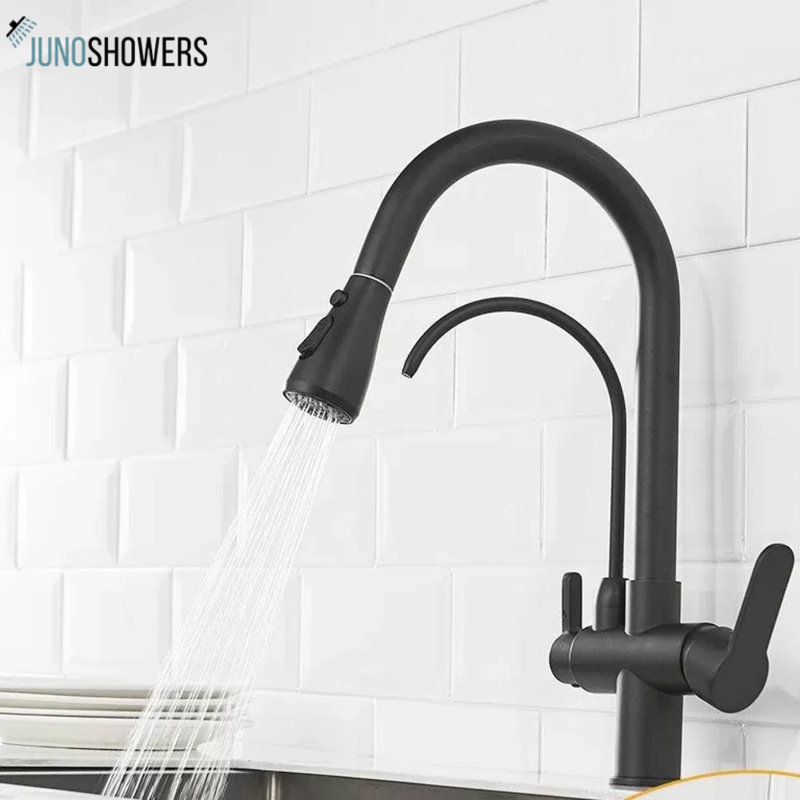 Robinet de cuisine Juno Black Touch - Robinet pivotant à double fonction pour les cuisines modernes