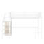 Grand lit mezzanine blanc à grain de bois avec escalier, charge, DEL et garde-robe pour l'organisation de la chambre à coucher, DEL, rangement intégré-843250230