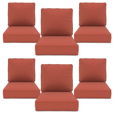 Outdoor Deep Seat Cushion Set Of 6, 23" X 24" X 4" High-Density Foam Patio Chair Cushion, Water-Repellent & UV-Resistant Olefin Fabric Cushion For Chair, Sofa, Loveseat, Patio Furniture