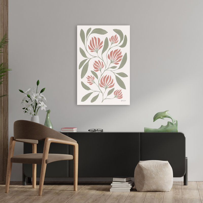 Fleurs romantiques contemporaines II crème floraison contemporaine, H 36 po x l 24 po