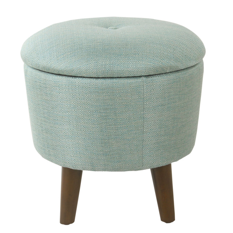 Repose-pieds de rangement rond 18 po Danni-Marie, Bleu turquoise tissé