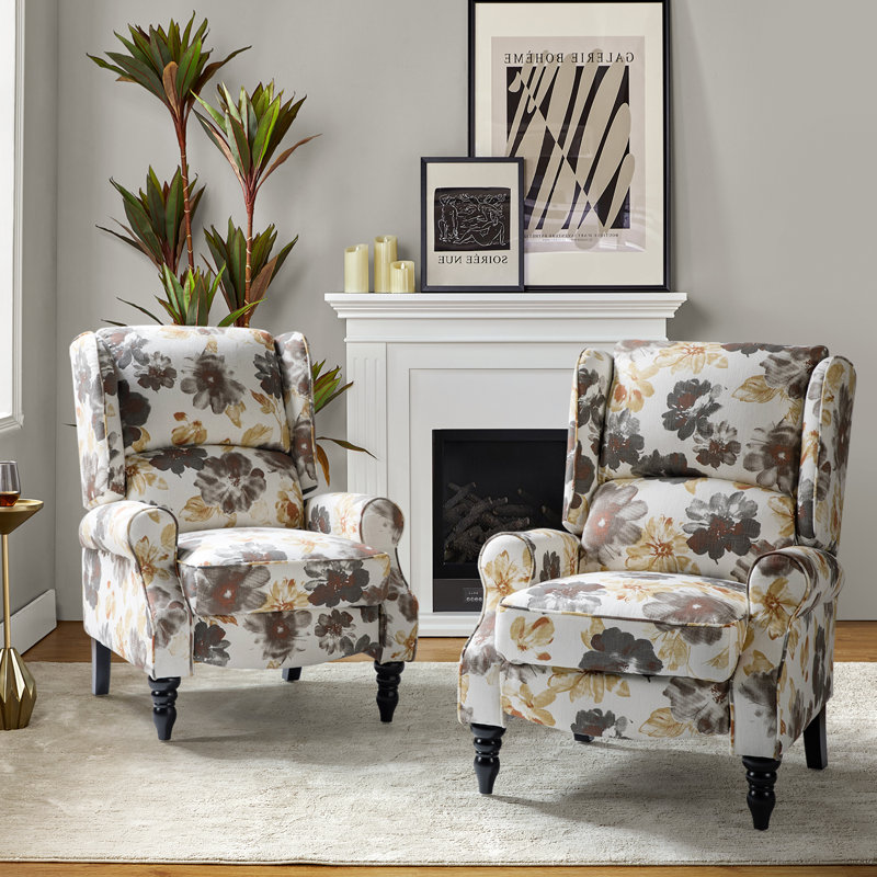 Brody 31" Wide Manual Standard Recliner, Floral White