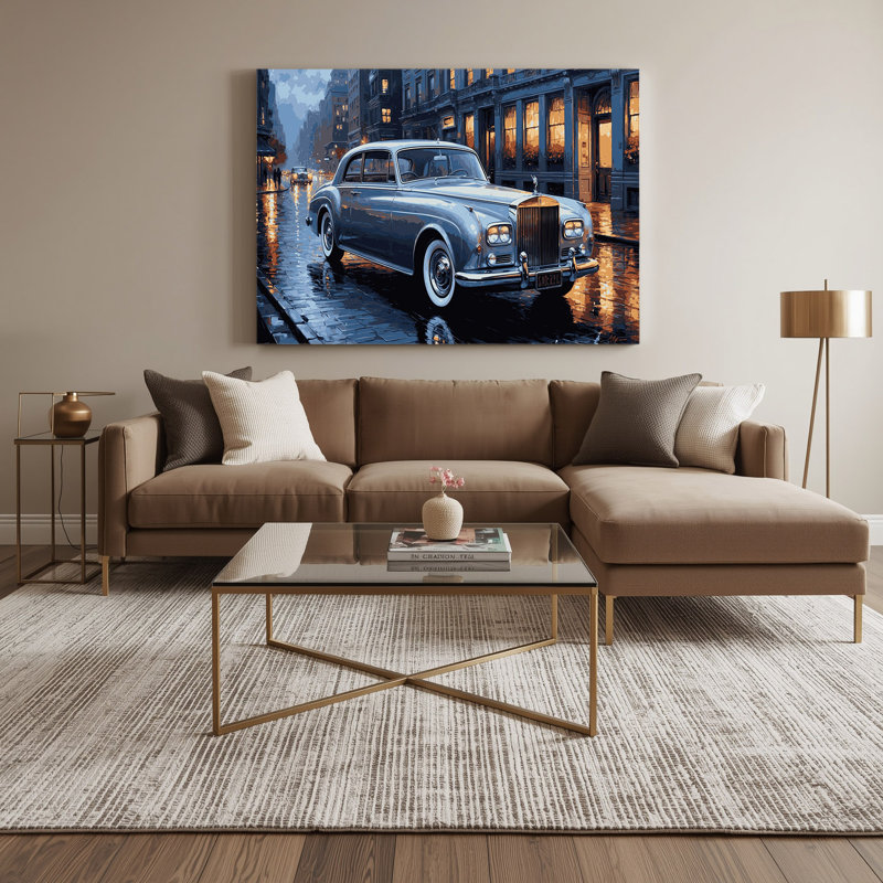 Transport, voitures de luxe classiques, art mural sur toile grise, H 16 po x l 20 po