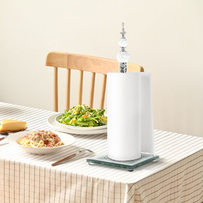Sparkling Crystal Freestanding Paper Towel Holder ( Square/Black )