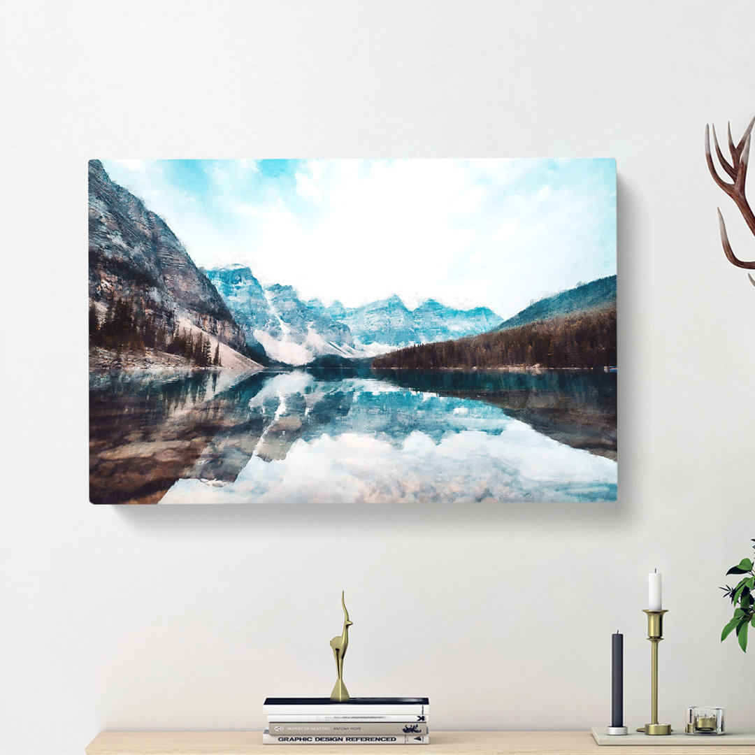 Mountains & Forest By Lake Moraine - Wrapped Canvas