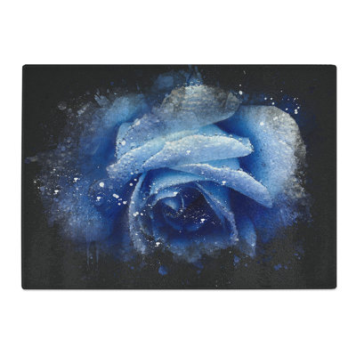 Tempered Glass Blue Rose Chopping Board