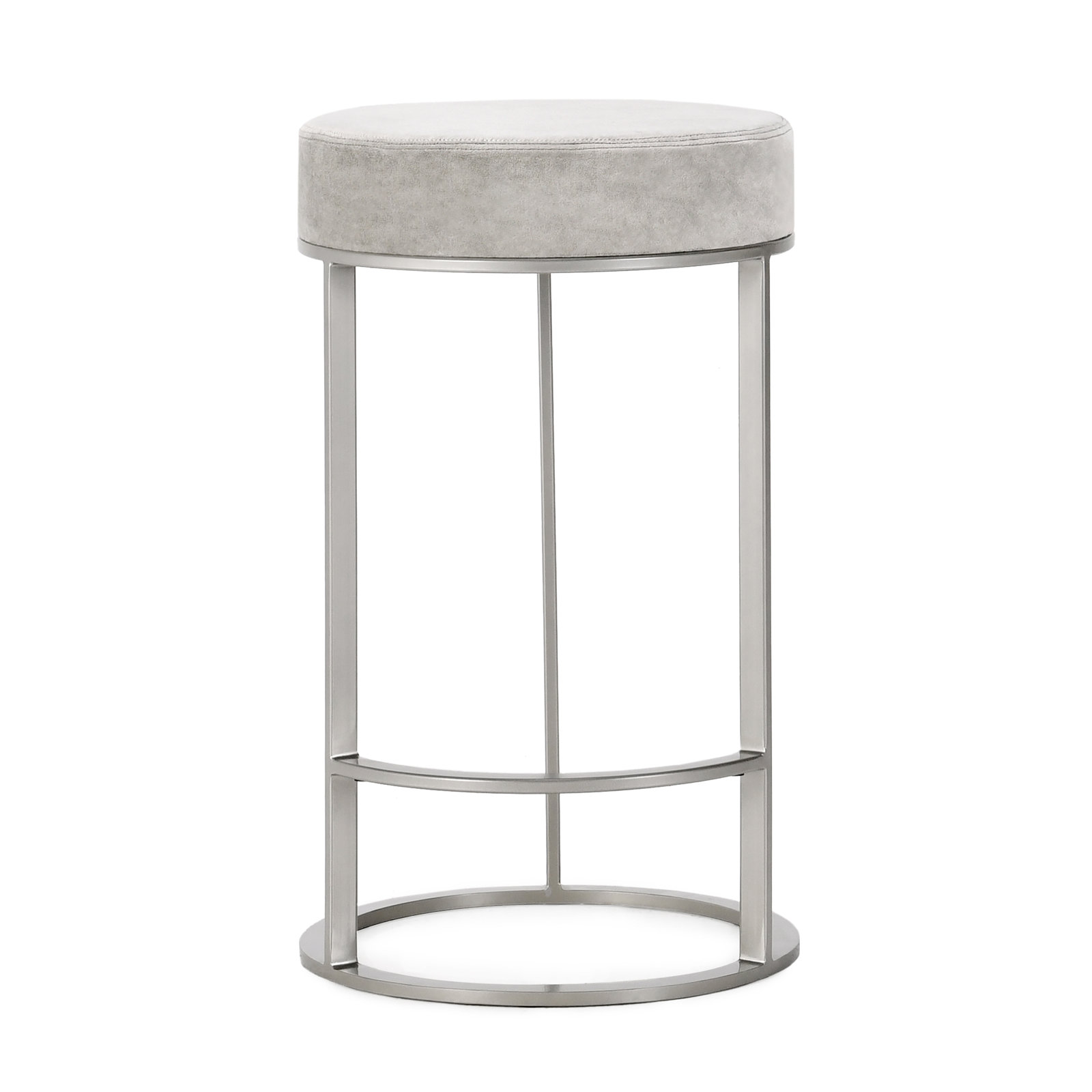 Quinn Upholstered Fabric Counter Stool, Gray Seat/Nickel Frame