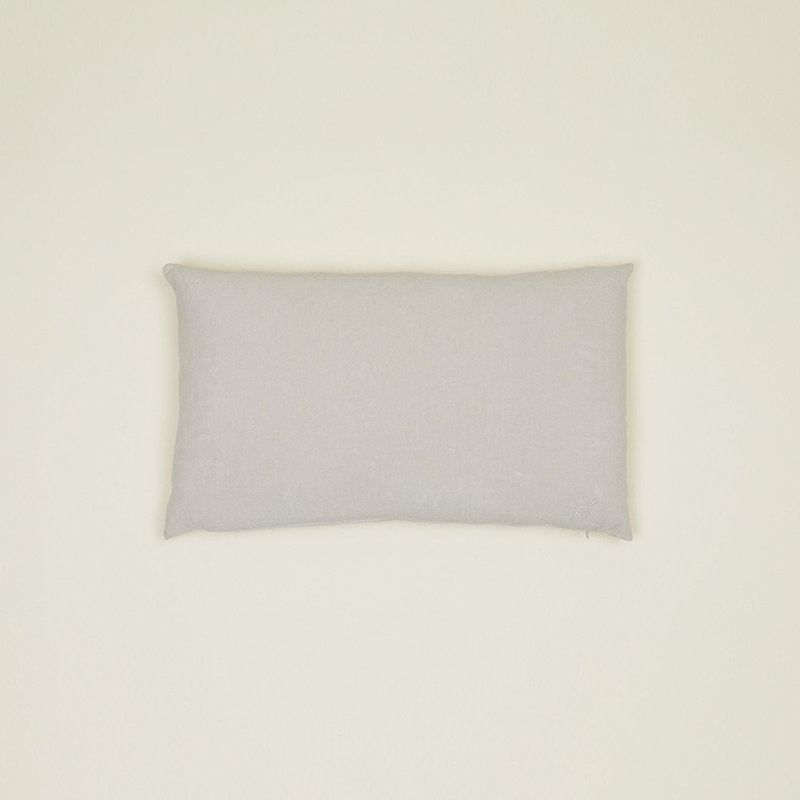 Simple Embroidered Linen Lumbar Throw Pillow, Light Gray