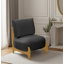Fauteuil noir en molleton Teddy - Chaise longue rétro en bois d'hévéa massif pour le salon et la chambre à coucher-1524323648-1524323663