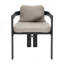 Chaise de salle à manger d'extérieur en aluminium, ensemble de 2, finition noire avec coussin beige-813460768