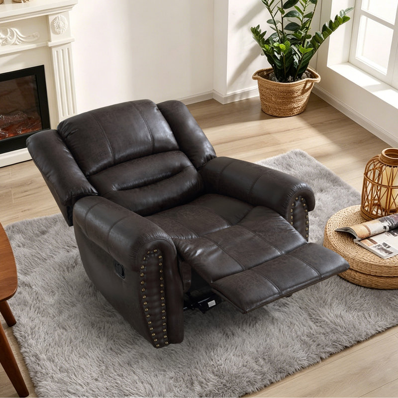 Fauteuil inclinable manuel surdimensionné 40,9 po Chemika, Similicuir performance brun-gris foncé