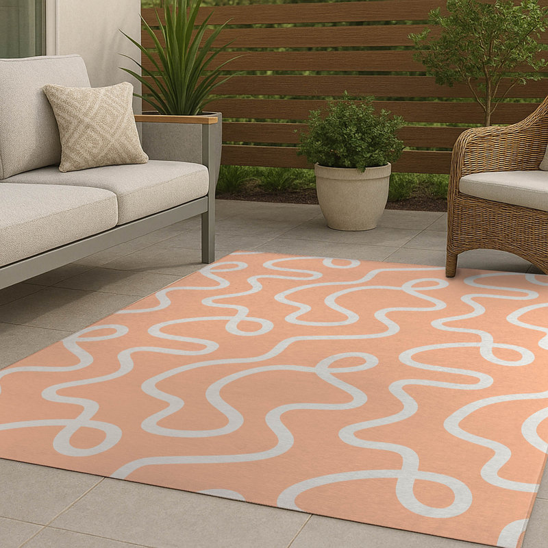 Tapis d'extérieur antidérapant Squig, Rectangulaire 8 pi x 10 pi