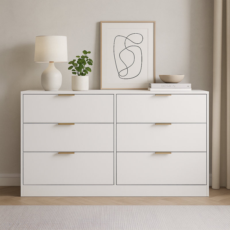Commode 6 tiroirs 47,2 po, Blanc