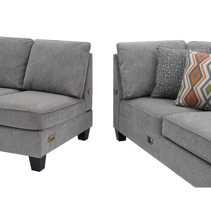 Thlema Upholstered L-Shaped Sectional Right Hand Facing, Gray Polypropylene/Olefin