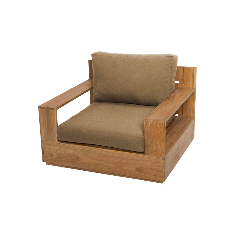 Pacific Outdoor 2 - Piece Teak Conversation Set with Sunbrella Cushions, Cocoa