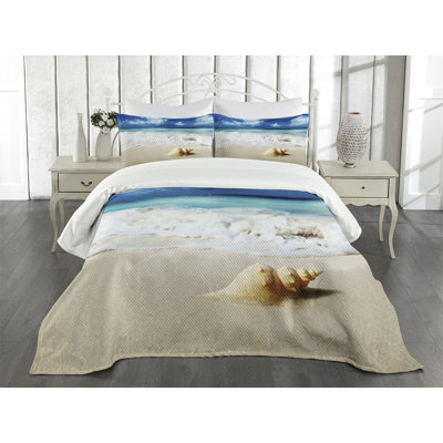 Ambesonne Beach Bedspread Nautical Sunny Coastline -  bed_8972_king
