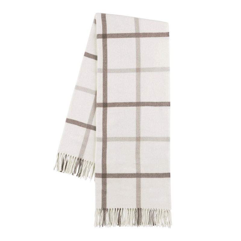 Tattersall Plaid Throw, Barnwood/Dune
