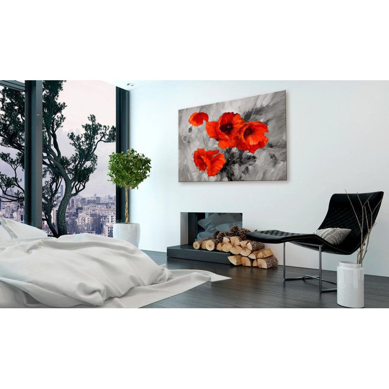 Coquelicots en acier - impression sur toile tendue, H 24 po x l 36 po x P 0,7 po