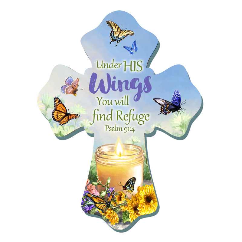 Under His Wings Wooden Cross