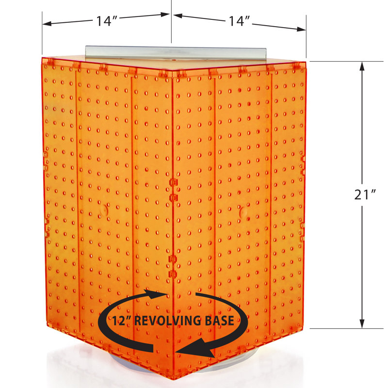 Four-Sided Revolving 14"W x 20"H Pegboard Counter Display w/ 32 4" Hooks