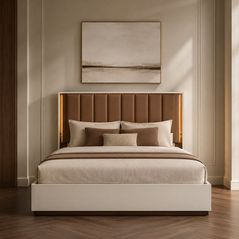 Pavira Walnut Upholstered Bed