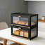 Boîte à pain Farmhouse avec porte transparente, grand contenant de rangement en bambou pour le comptoir de cuisine et l'organisation des aliments