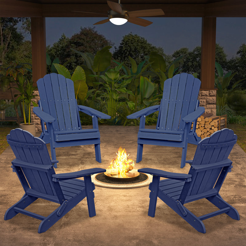 Chaise Adirondack pliable pour l'extérieur Alexander, Bleu marine