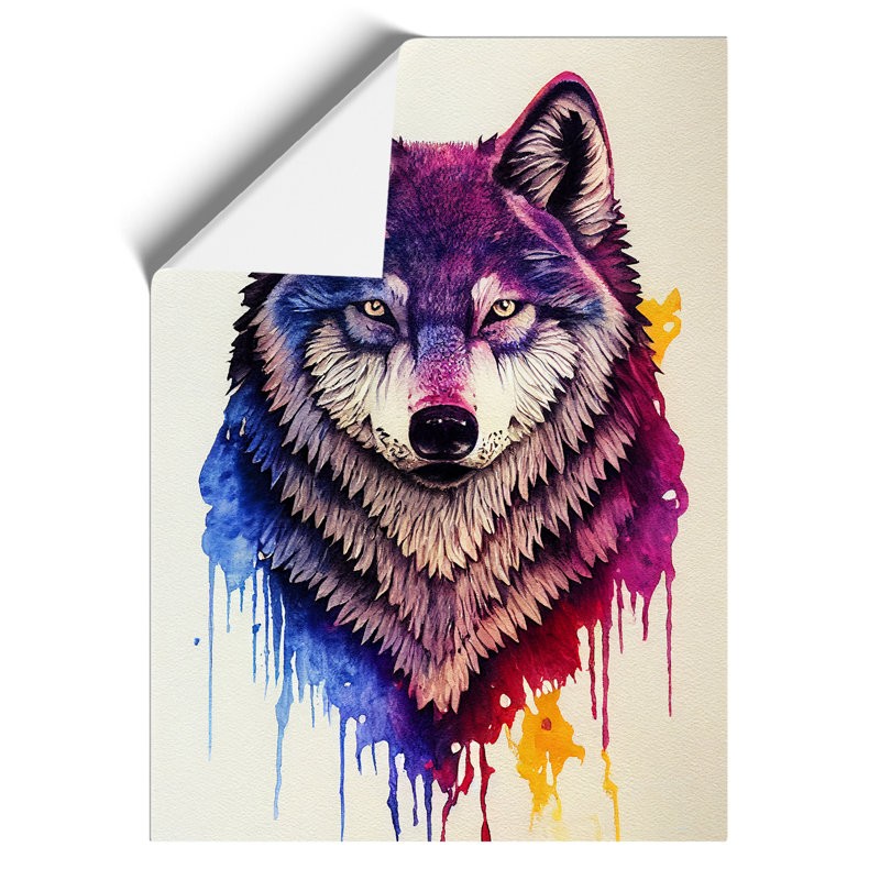 Painted Wolf No.5 - Wall Art, Paper, 29.7cm H x 21cm W, White