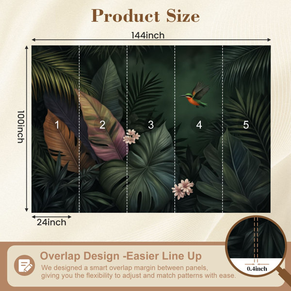Red Barrel Studio Peel and Stick Wallpaper Tropical Jungle Botanical ...