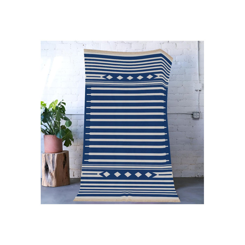 Tapis bleu lavable à la machine, Sous-tapis rectangulaire de 3 pi 3 po x 4 pi 11 po