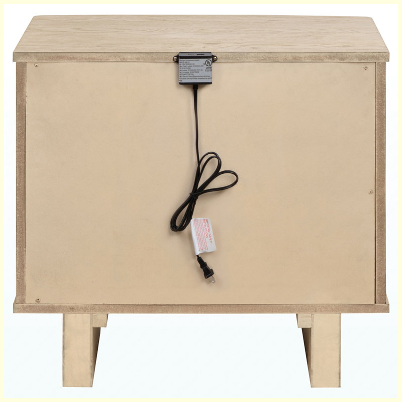 Beige Oak 2-Drawer Nightstand Bedside Table