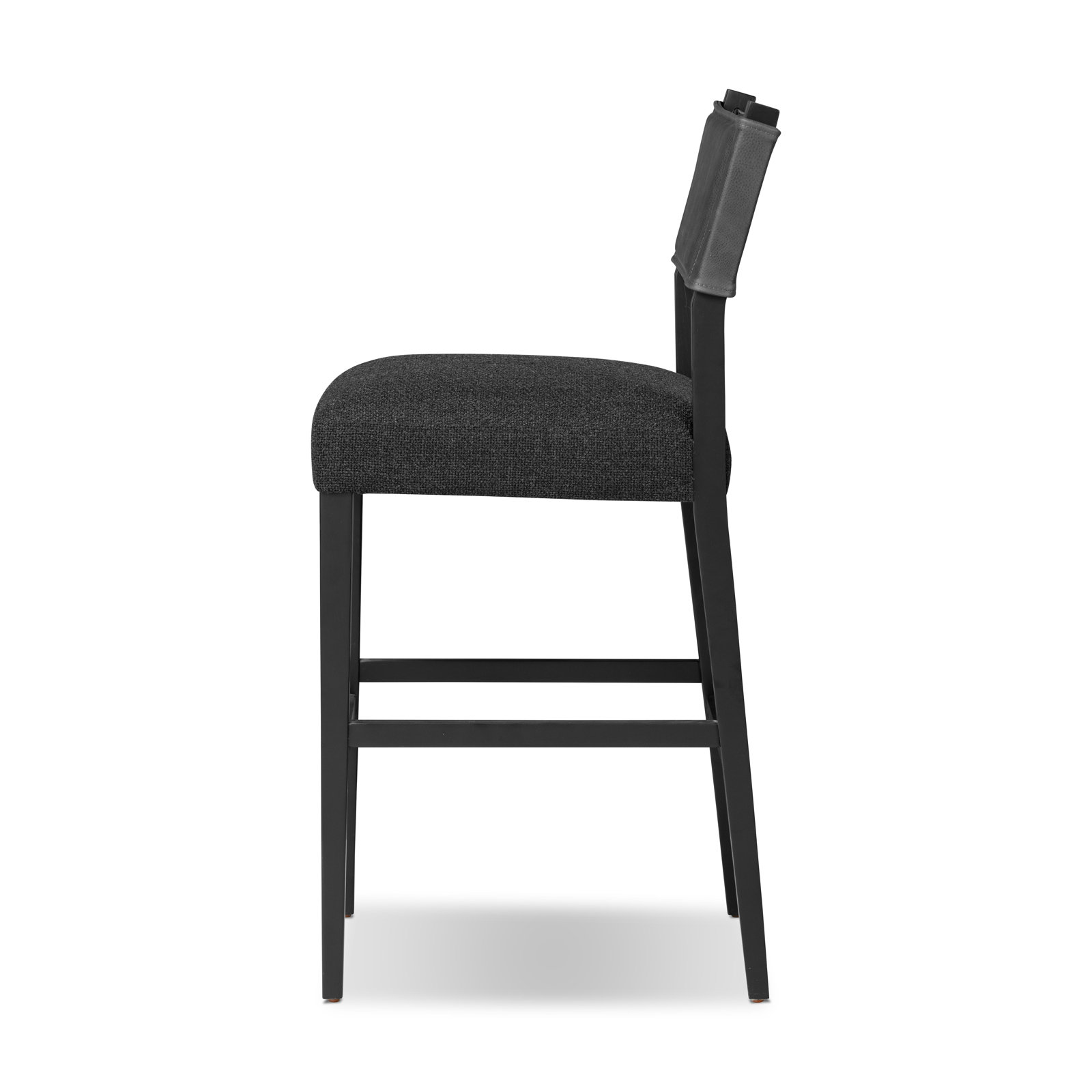 Lorretta Bar and Counter Stool, Black Ash, Gibson Black/Palermo Black Polyester Blend/Leather, Bar Stool (29.92" Seat Height)