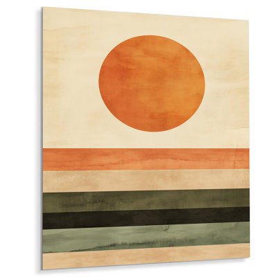 Sun and Horizon modernist - Abstract Midcentury Metal Wall Art, Eclectic Modern Metal Print