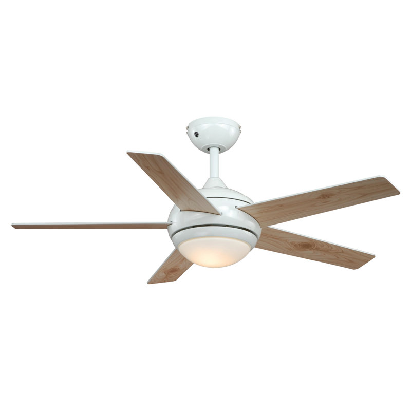 112cm Ceiling Fan with Light Kit, Satined Nickel/Silver/Pine