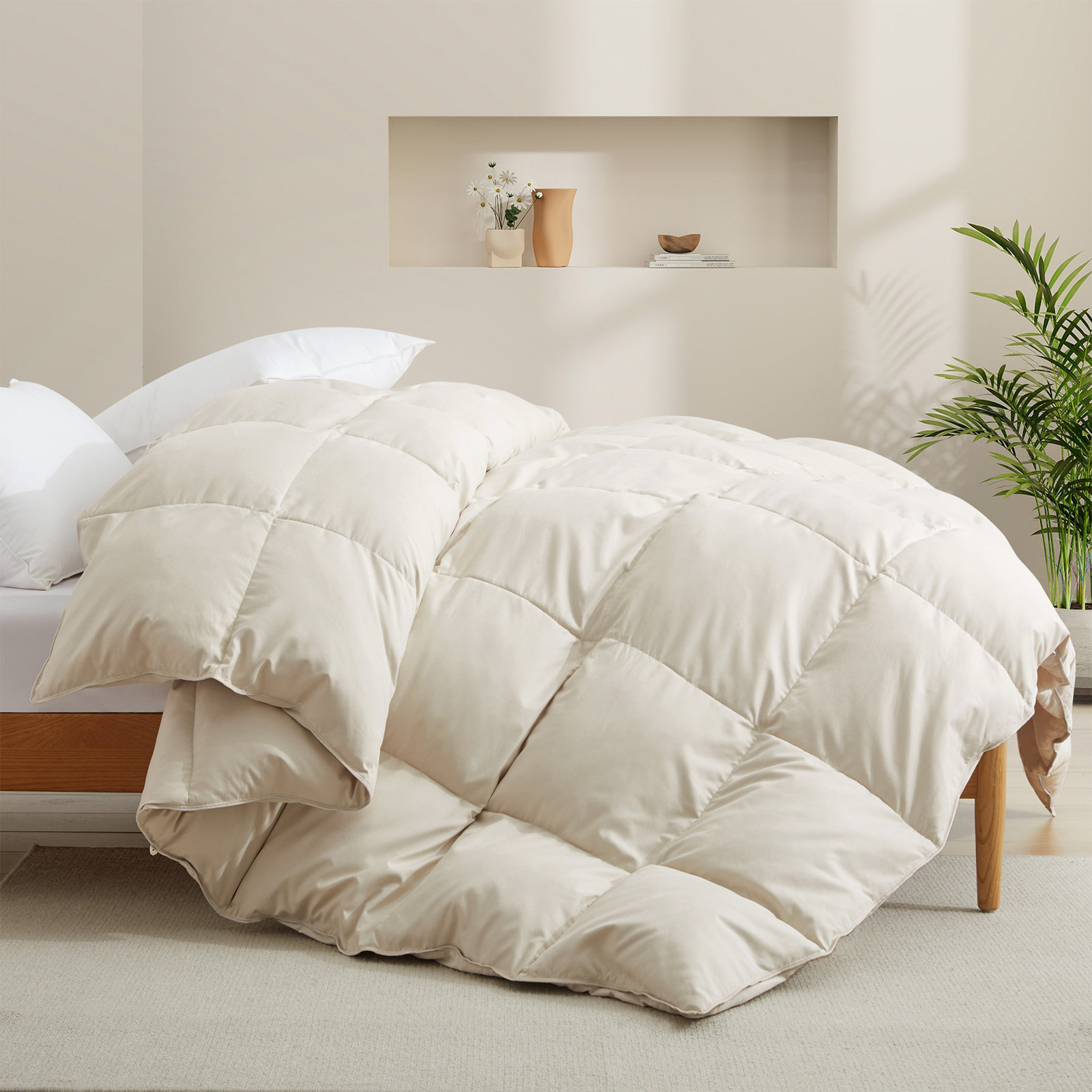 600 Fill Power All Season Down Comforter Duvet Insert, Twin, Khaki