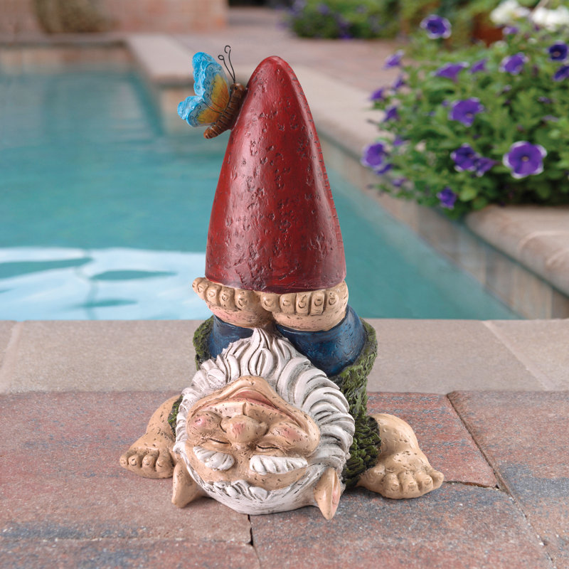 Statue gnome de jardin topsy-turvy theo
