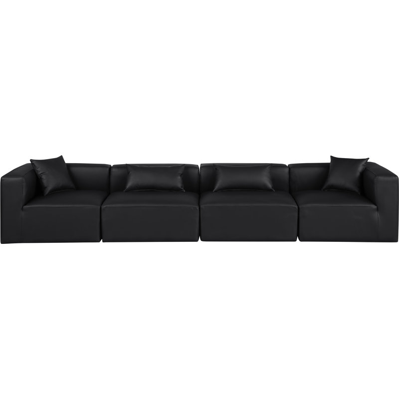 Kirpa Upholstered Sectional Reversible, Black Vegan Leather