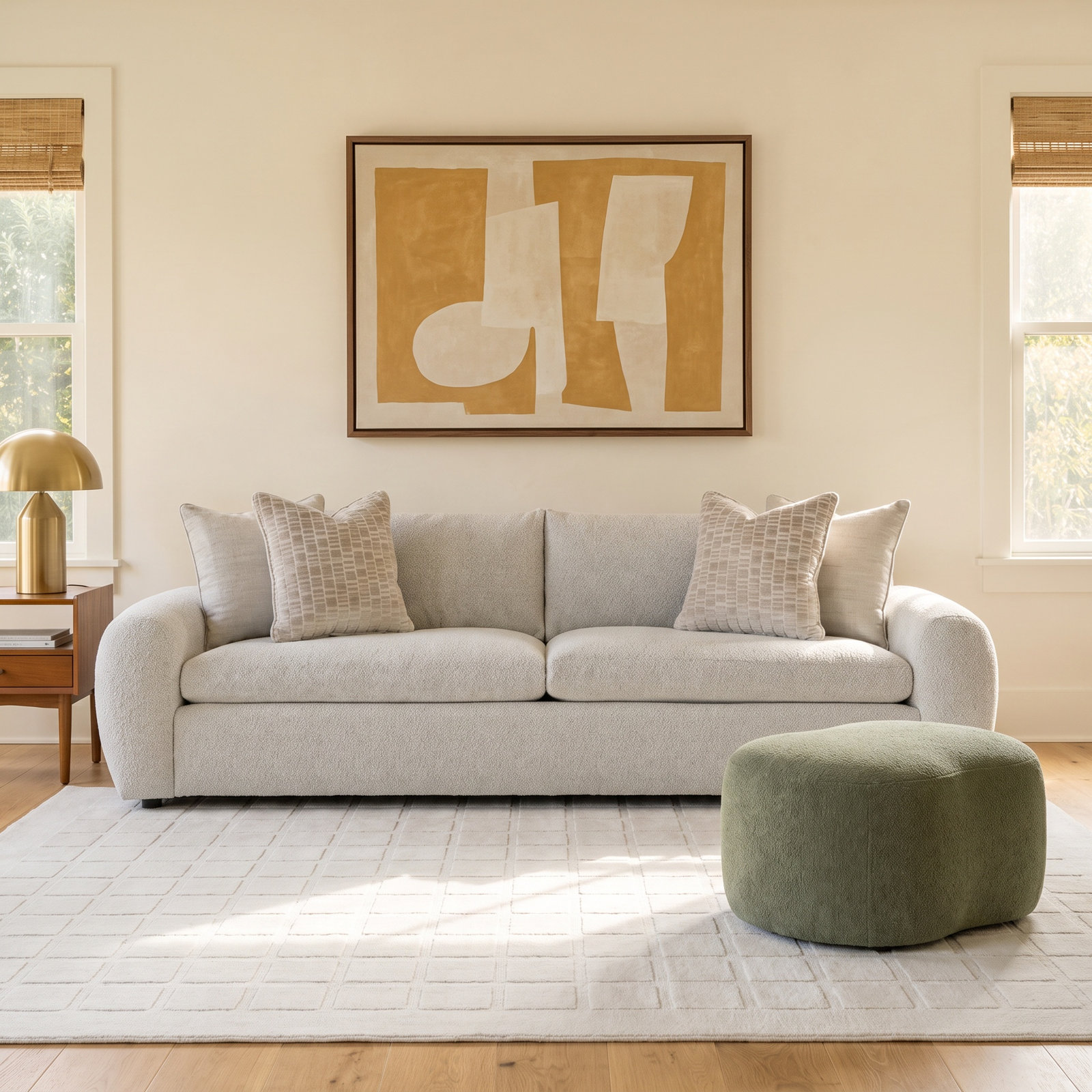 Teddy 104.25'' Upholstered Sofa, Textured Cream Chenille 1372-000