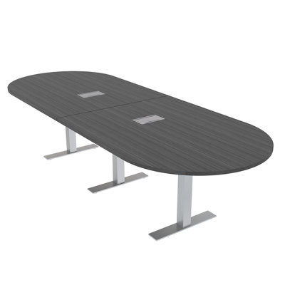 Table de conférence en forme de Rac Rac avec base en T en métal | Unité électrique