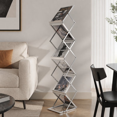 Porte-revues en aluminium à 57 po de hauteur avec 57,9 pouces de hauteur, porte-catalogue léger avec sac de transport pour les salons, les hôtels, les salons et les bureaux