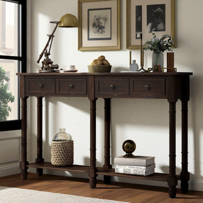 Maria Console/Sofa Table with 2 Drawers + Bottom Shelf | Easy Assembly for Living Room & Entryway