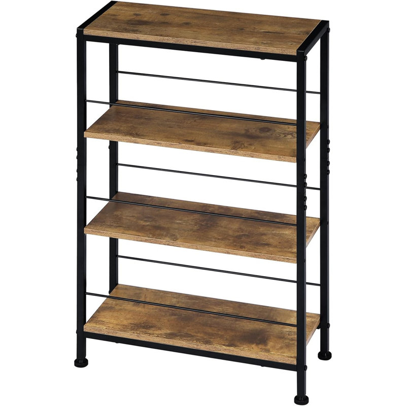 Shelf, Recess Shelf With 4 Levels, Kitchen Shelf, Spice Rack, Standing Shelf, Ladder Shelf, Narrow For Kitchen, Living Room, Wood Material Metal, White Light Oak, 50 X 78 X 20 Cm
