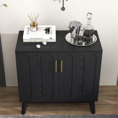 Mid Century Modern Fluted Sideboard Cabinet With Adjustable Shelves & Solid Wood Legs, Buffet Cabinet With Storage, Storage Cabinet For Living Room, Entryway, Hallway, Dining Room, Kitchen
