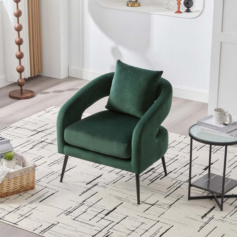 Chaise d'appoint rembourrée en velours, Vert