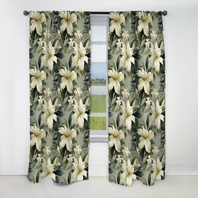 Neutre motif tropical zen - Rideau floral - Rideau occultant floral - 1 panneau