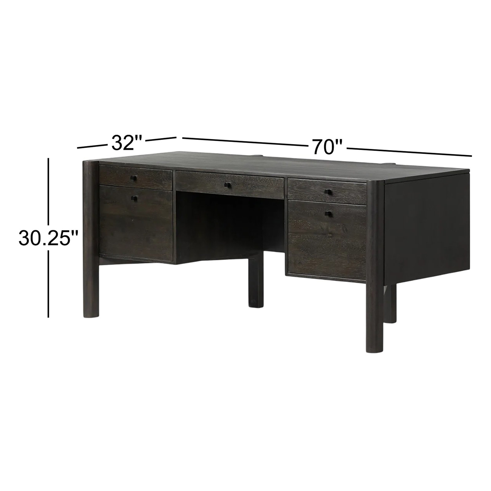 Jeanna 70 " Acacia Executive Desk, Smoked Honey
