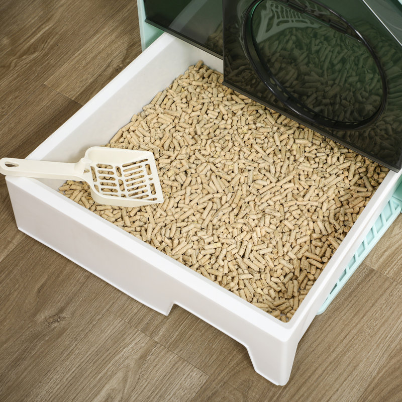 Cat Litter Box With Odor-Control Function, Blue, Easy Clean Drawer Odor-Control, Simple Cleanup, Included