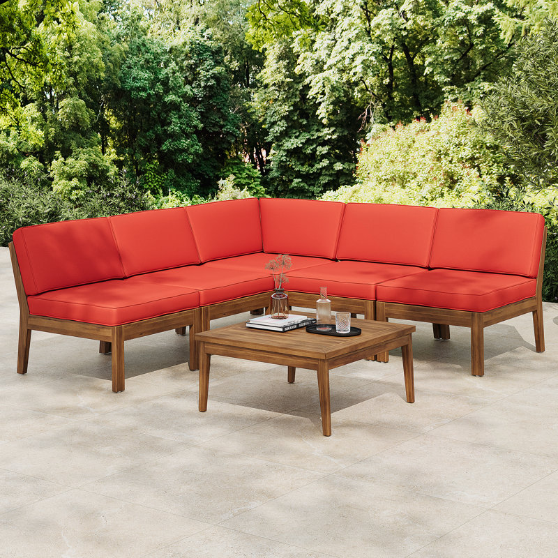 Wood Sectional Sofa With One Table
